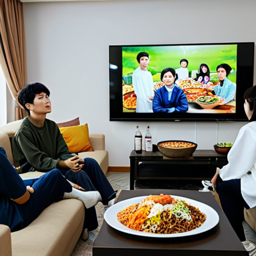 **

"A group of Sudanese young adults, fully clothed in modest, modern clothing, watching a Korean movie on a large screen in a comfortable living room.  The room is decorated with posters of popular Korean films.  Several individuals are enjoying Korean snacks like kimchi and bibimbap.  Safe for work, appropriate content, perfect anatomy, correct proportions, natural pose, professional, family-friendly, high-quality lighting."

**