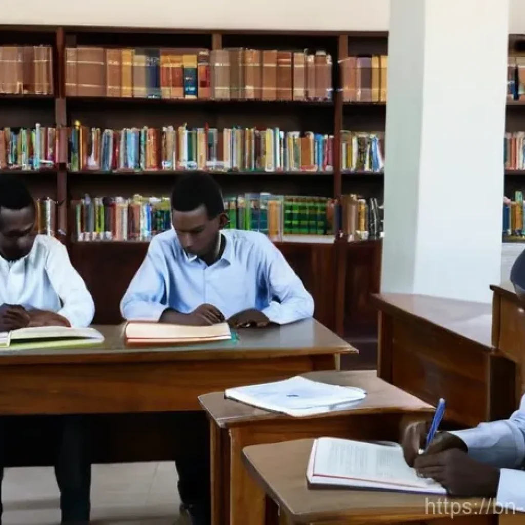 수단 대학 입학 제도 - **Prompt 1: Sudanese University Library Scene**
    "A vibrant and modern university library in Khar...