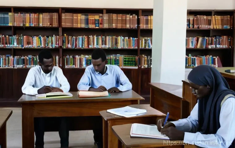 수단 대학 입학 제도 - **Prompt 1: Sudanese University Library Scene**
    "A vibrant and modern university library in Khar...