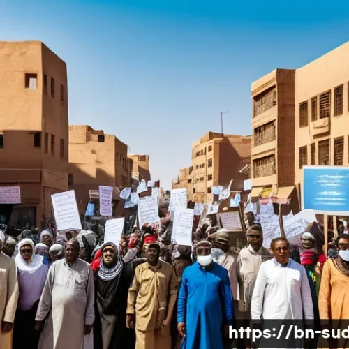 Home 31 수단 민주화 운동 - A vibrant street scene in Sudan showing a diverse group of people from different ethnic backgrounds ...